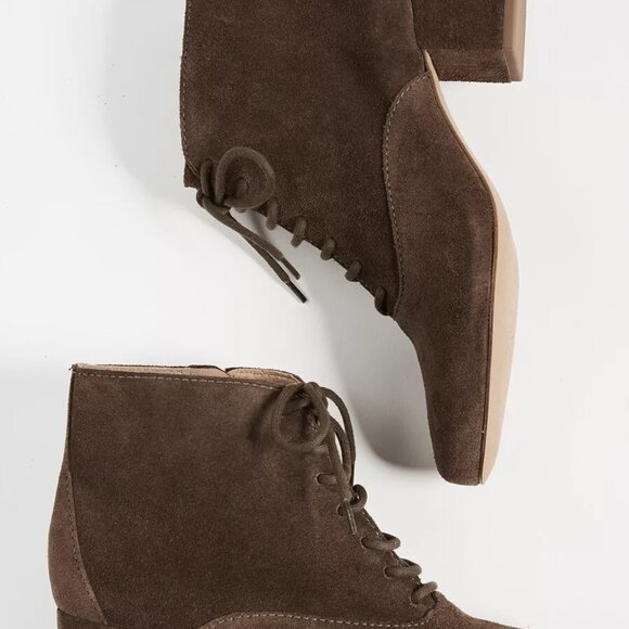 Madewell lace-up block heel boots size 7.5 weathered maple brushed suede new box - Picture 5 of 7